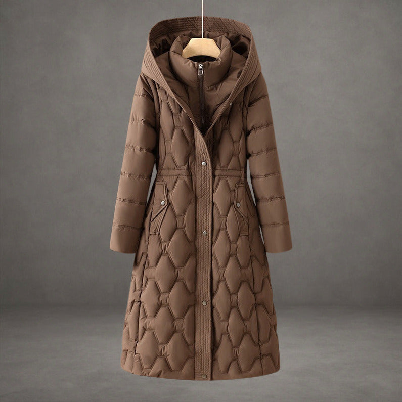 Quilted Long Sleeve Hooded Puffer Coat