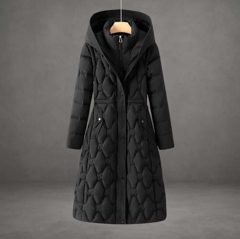 Quilted Long Sleeve Hooded Puffer Coat