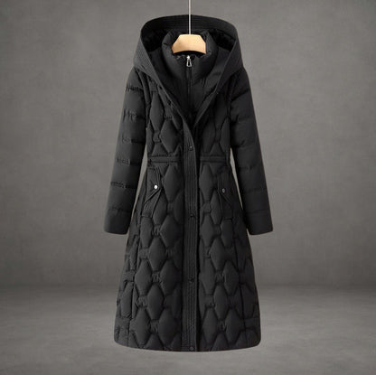 Quilted Long Sleeve Hooded Puffer Coat