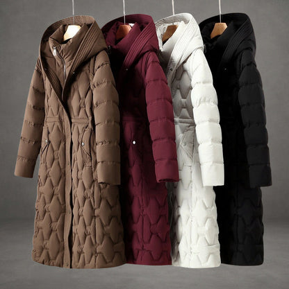 Quilted Long Sleeve Hooded Puffer Coat