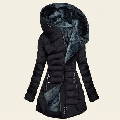 Quilted Faux Fur Lined Hooded Puffer Jacket