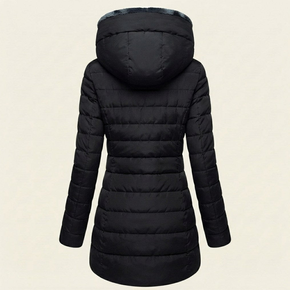 Quilted Faux Fur Lined Hooded Puffer Jacket