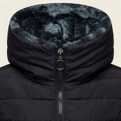 Quilted Faux Fur Lined Hooded Puffer Jacket