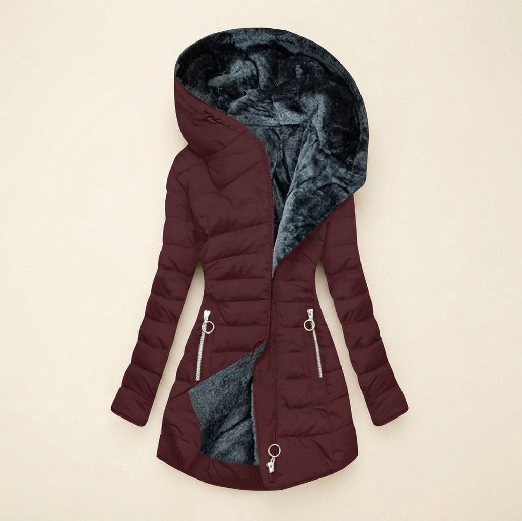 Quilted Faux Fur Lined Hooded Puffer Jacket