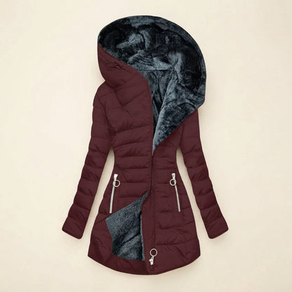 Quilted Faux Fur Lined Hooded Puffer Jacket