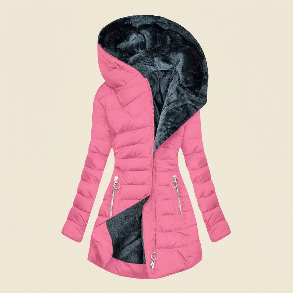 Quilted Faux Fur Lined Hooded Puffer Jacket