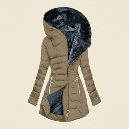 Quilted Faux Fur Lined Hooded Puffer Jacket