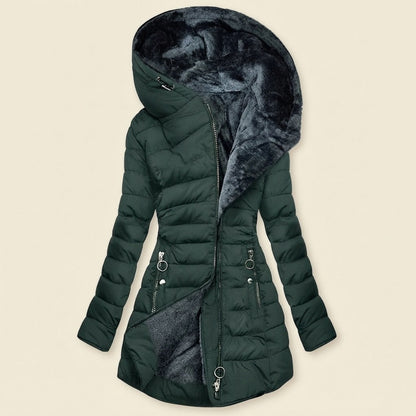 Quilted Faux Fur Lined Hooded Puffer Jacket