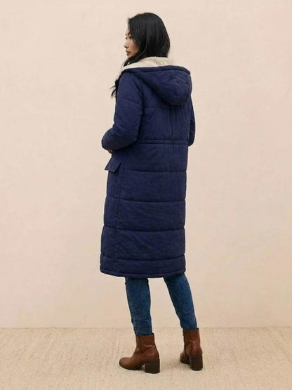 Quilted Sherpa Lined Long Sleeve Coat