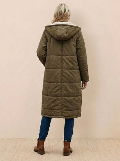 Quilted Sherpa Lined Long Sleeve Coat