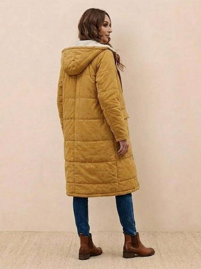 Quilted Sherpa Lined Long Sleeve Coat