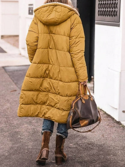 Quilted Sherpa Lined Long Sleeve Coat