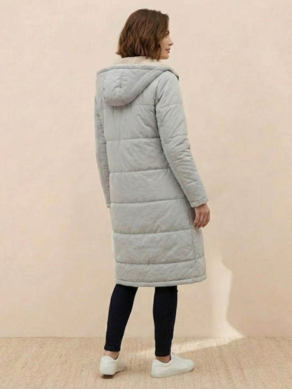 Quilted Sherpa Lined Long Sleeve Coat