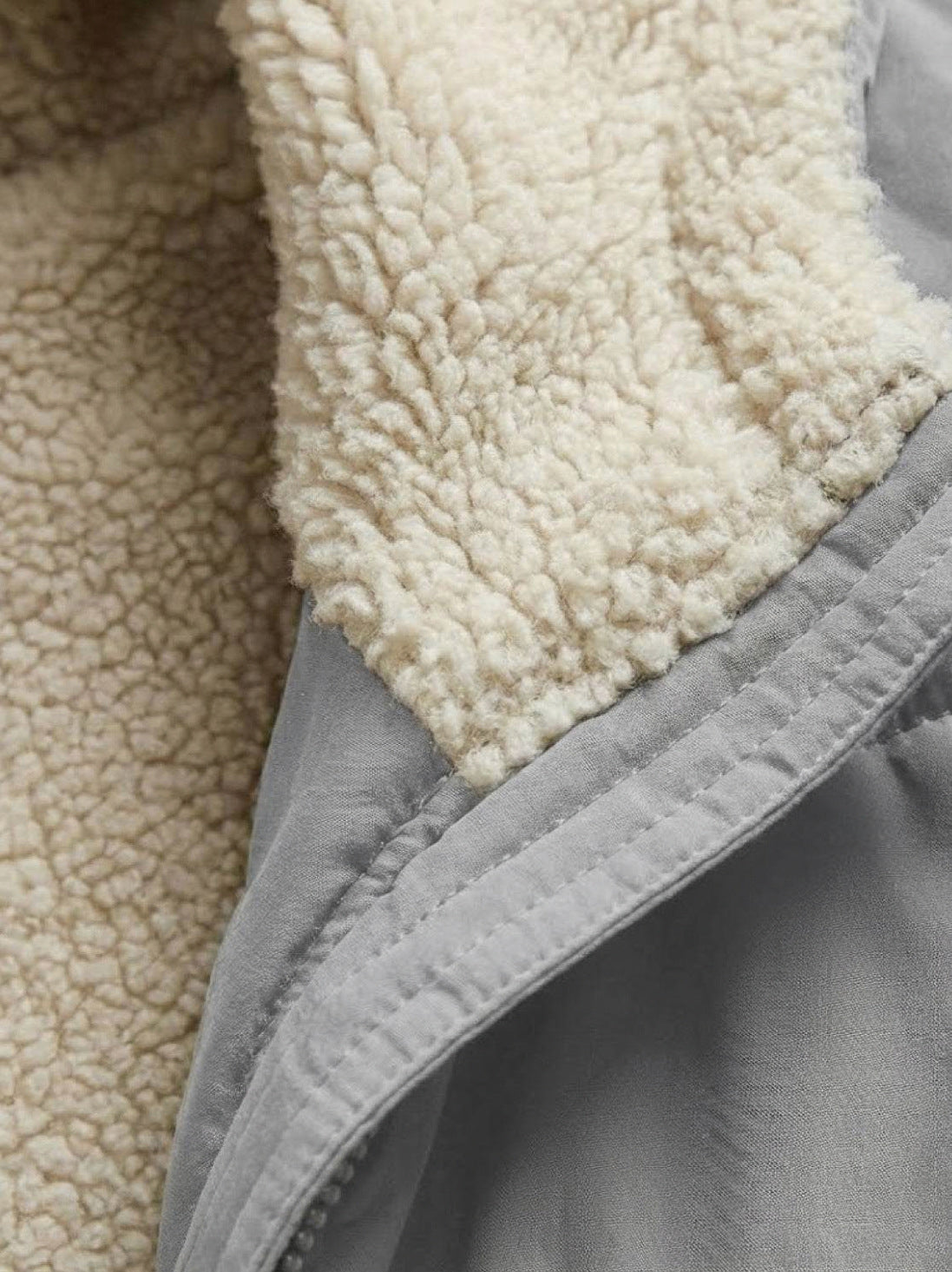Quilted Sherpa Lined Long Sleeve Coat