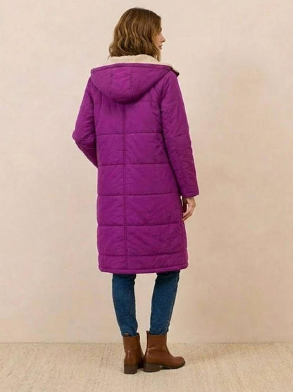 Quilted Sherpa Lined Long Sleeve Coat