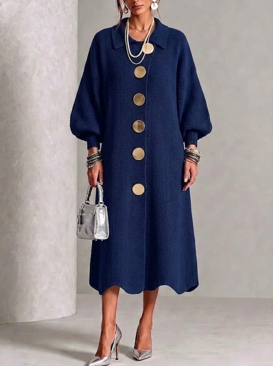 Ribbed Button Front Sweater Dress