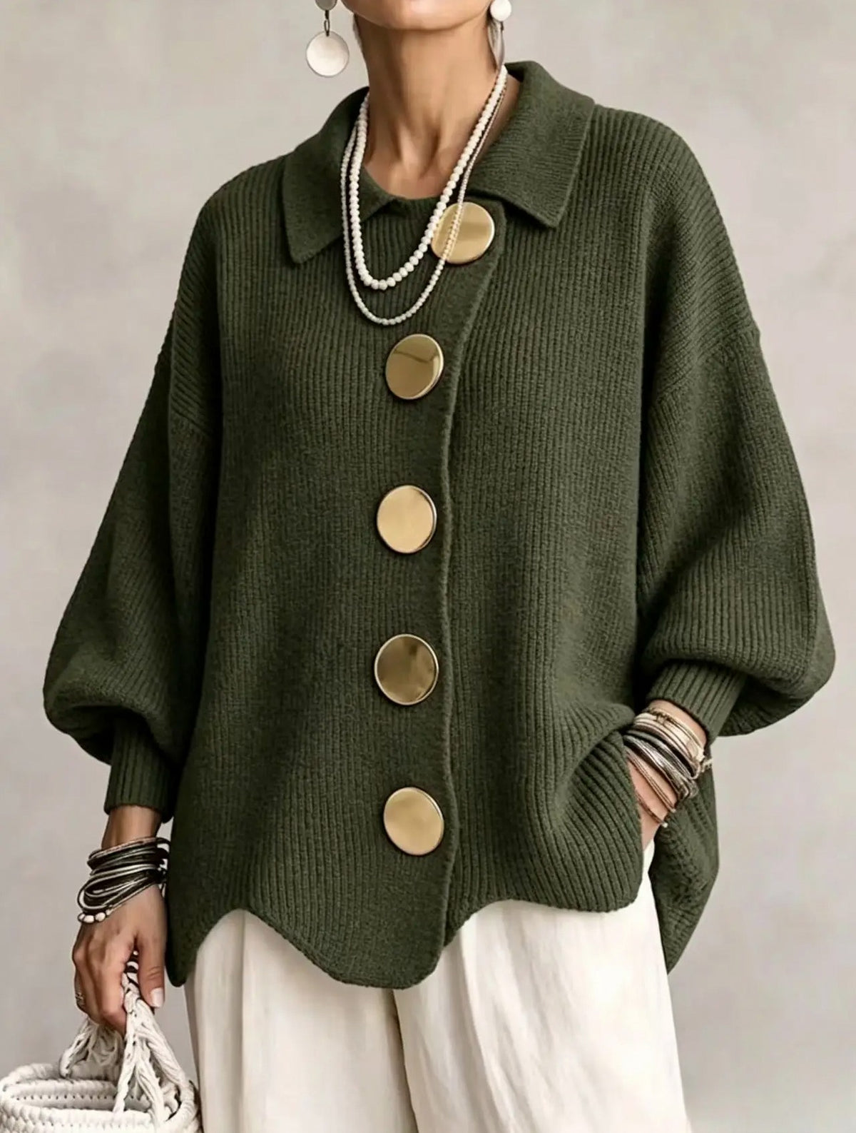 Ribbed Knit Button Cardigan