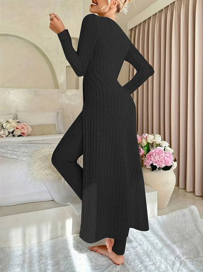 Ribbed Knit Long Sleeve Matching Set