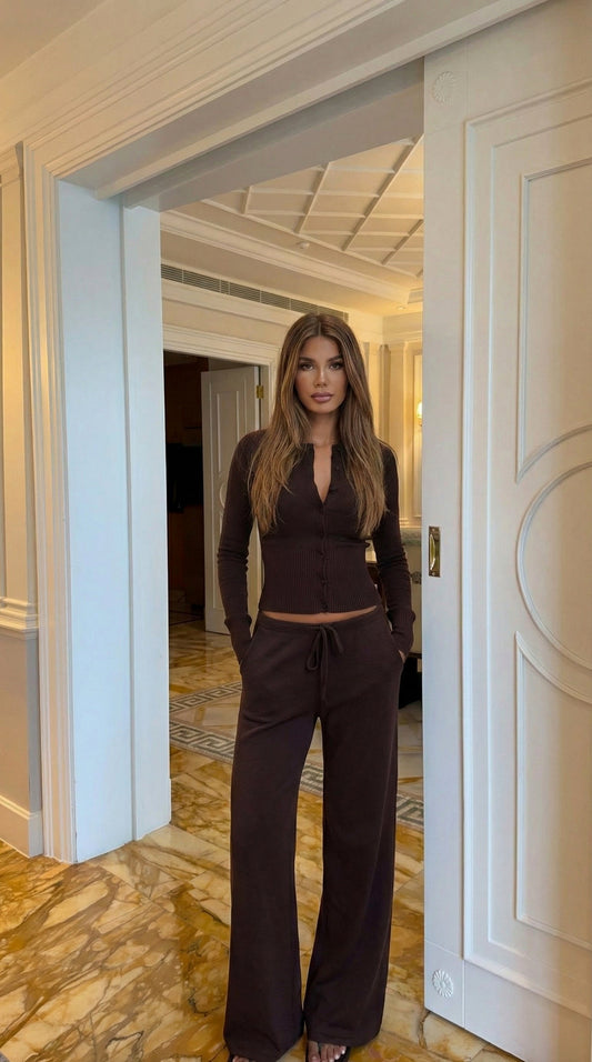 Ribbed Knit Long Sleeve Matching Set