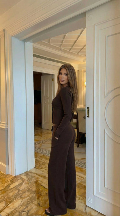 Ribbed Knit Long Sleeve Matching Set