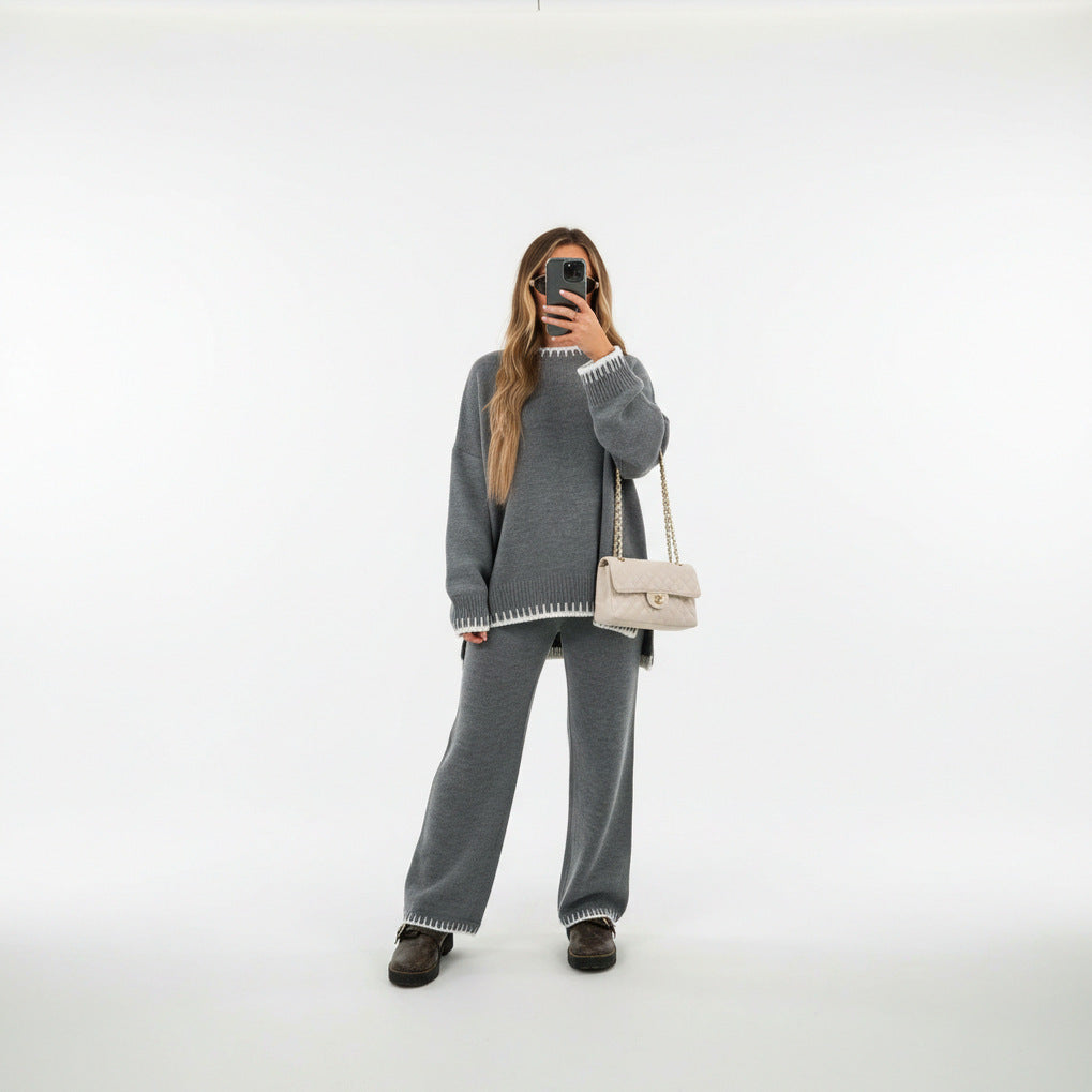 Ribbed Knit Long Sleeve Matching Set