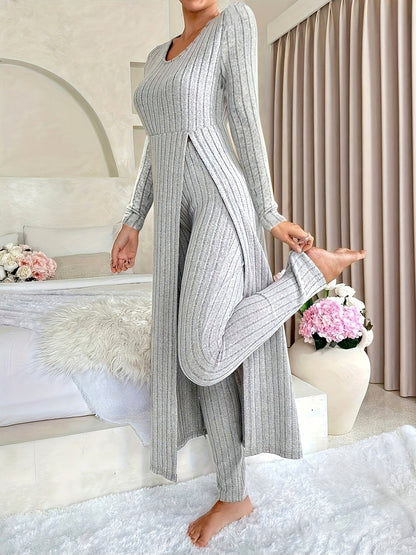 Ribbed Knit Long Sleeve Matching Set