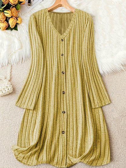 Ribbed Knit Long Sleeve Sweater Dress