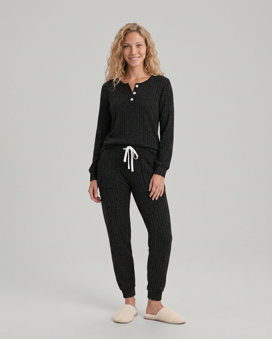Ribbed Knit Long Sleeve Two Piece Set