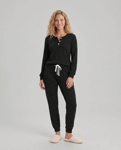 Ribbed Knit Long Sleeve Two Piece Set