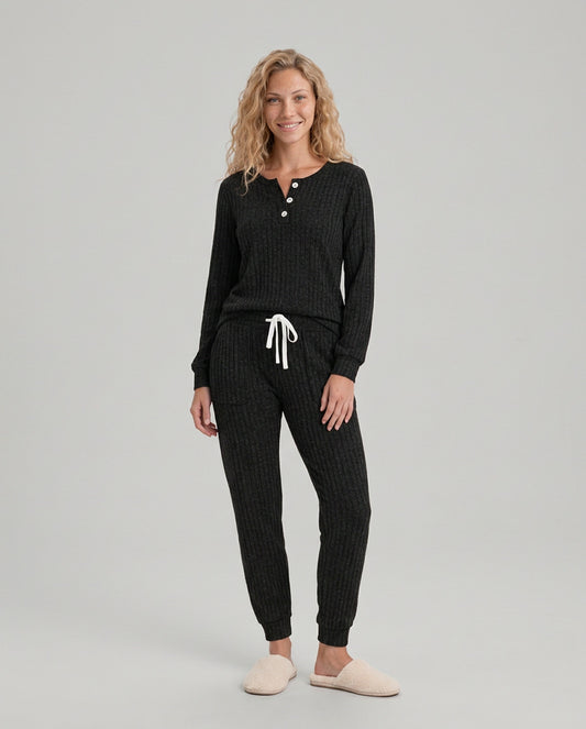 Ribbed Knit Long Sleeve Two Piece Set