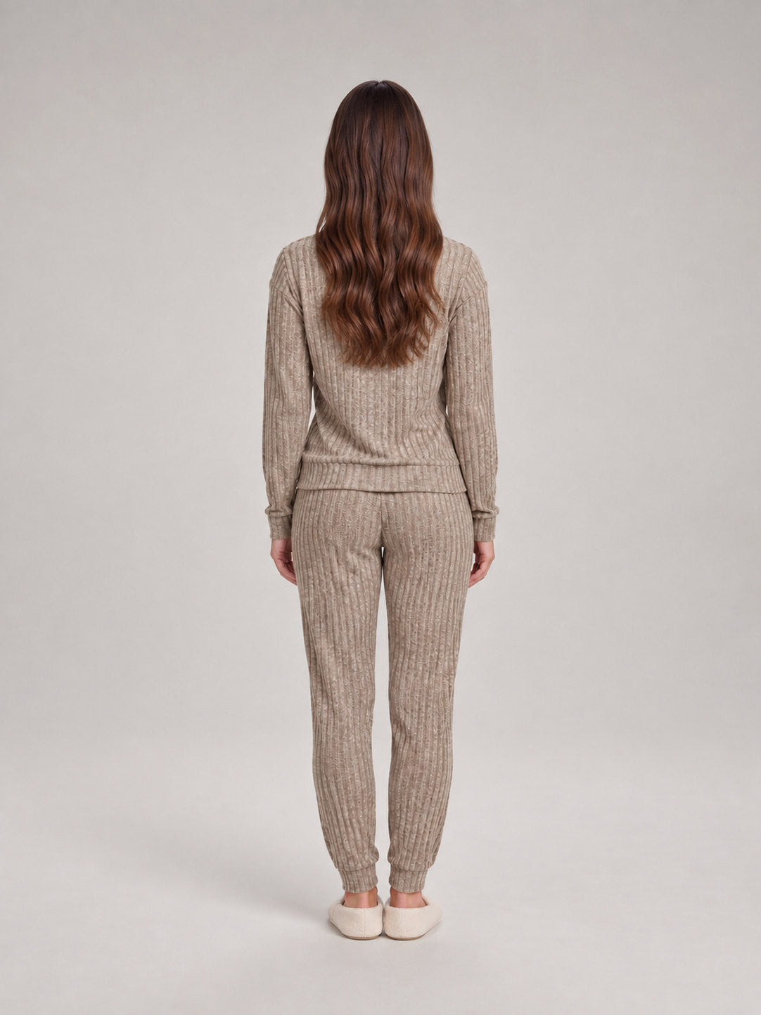 Ribbed Knit Long Sleeve Two Piece Set