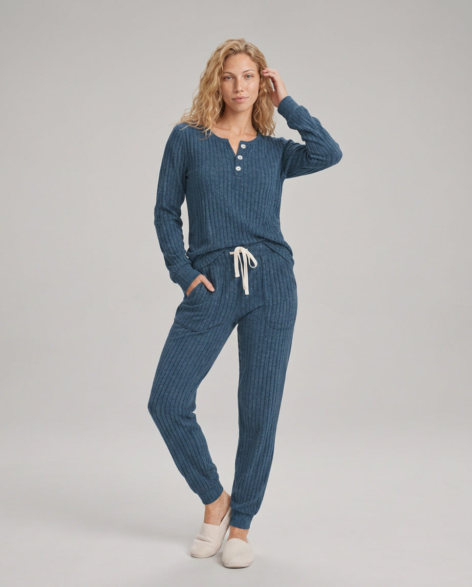 Ribbed Knit Long Sleeve Two Piece Set