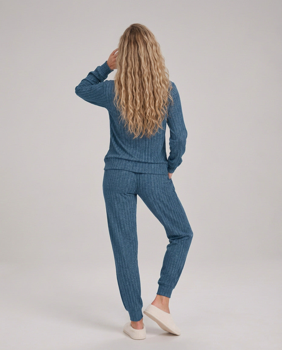 Ribbed Knit Long Sleeve Two Piece Set