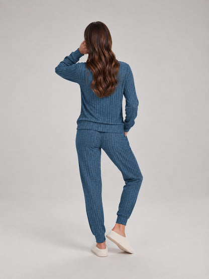 Ribbed Knit Long Sleeve Two Piece Set