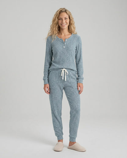 Ribbed Knit Long Sleeve Two Piece Set