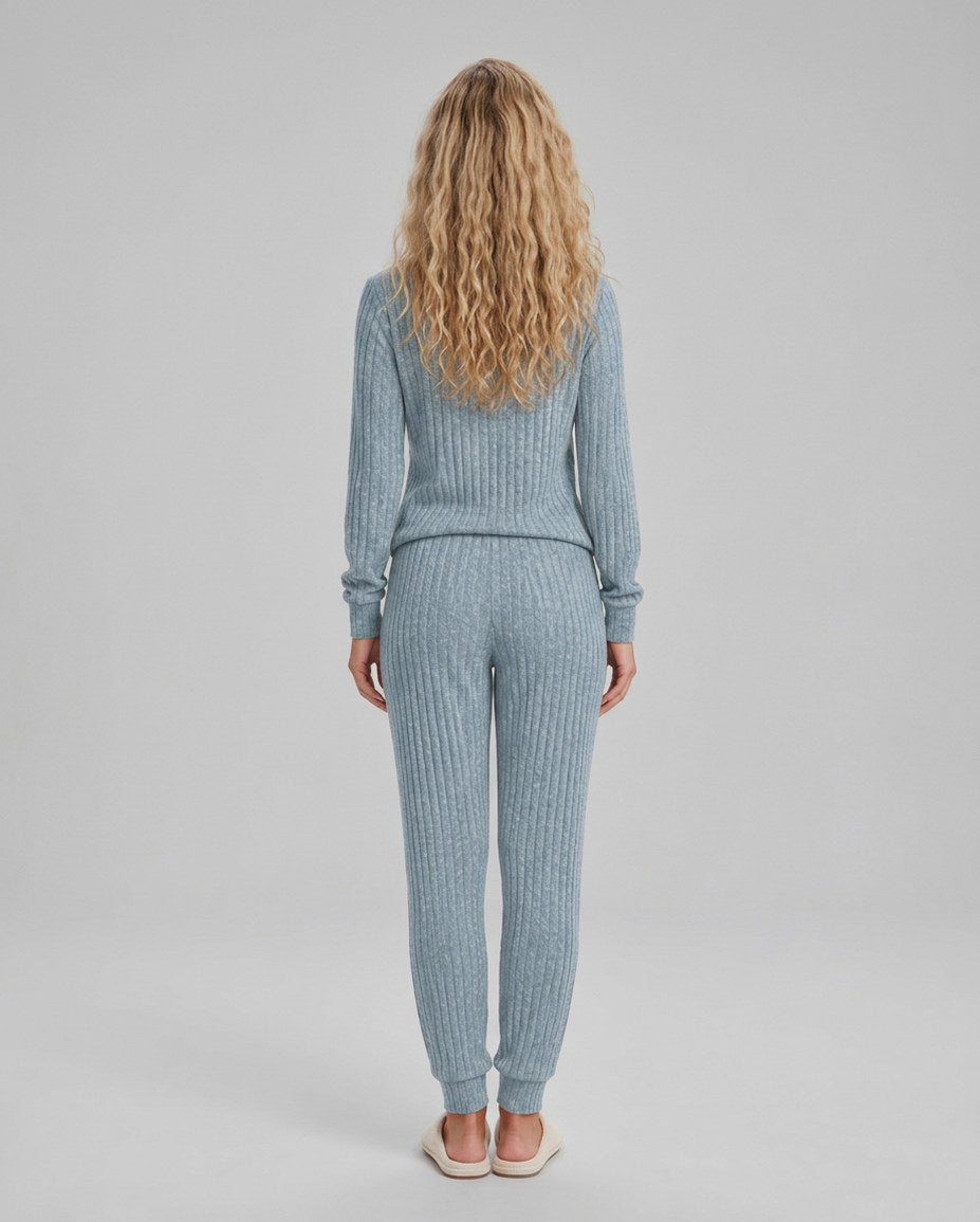 Ribbed Knit Long Sleeve Two Piece Set