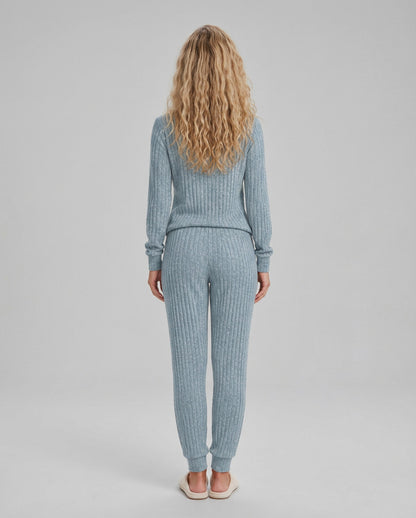 Ribbed Knit Long Sleeve Two Piece Set