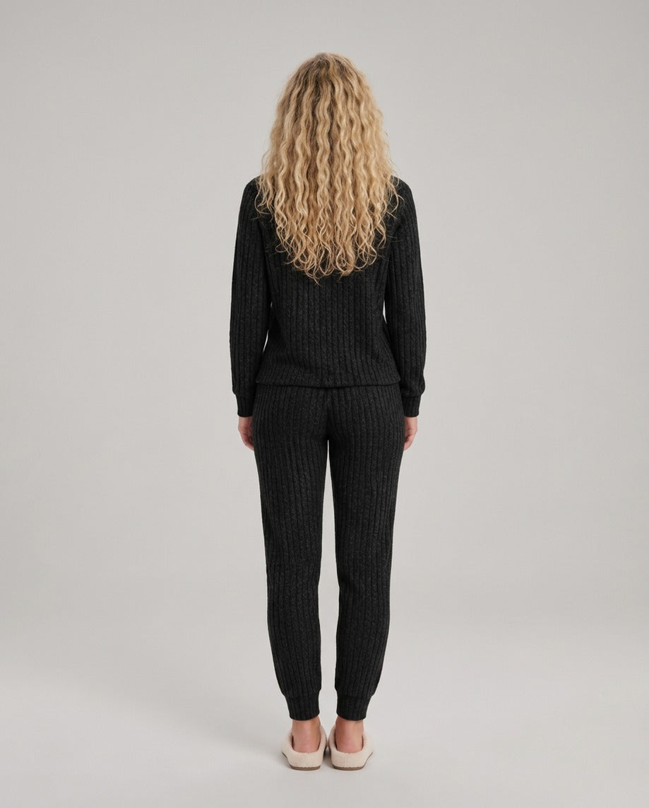 Ribbed Knit Long Sleeve Two Piece Set