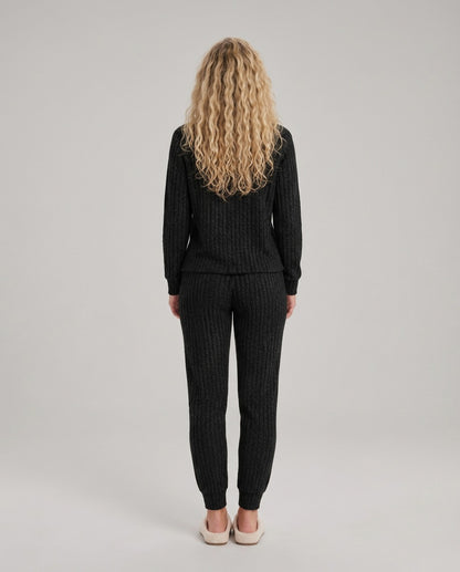 Ribbed Knit Long Sleeve Two Piece Set