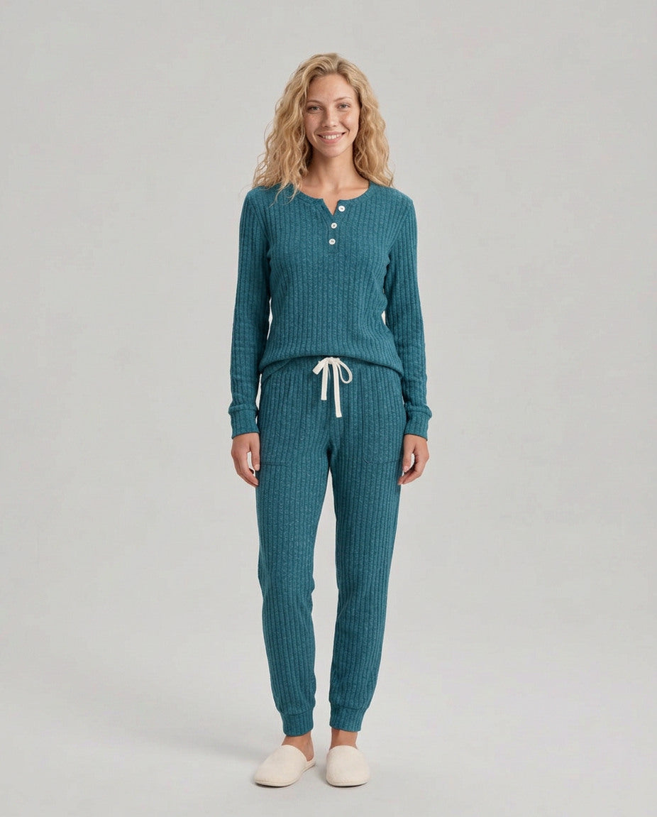 Ribbed Knit Long Sleeve Two Piece Set