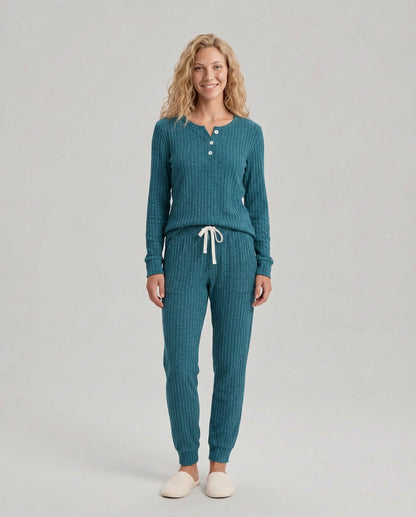 Ribbed Knit Long Sleeve Two Piece Set