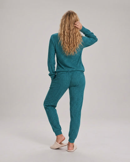 Ribbed Knit Long Sleeve Two Piece Set