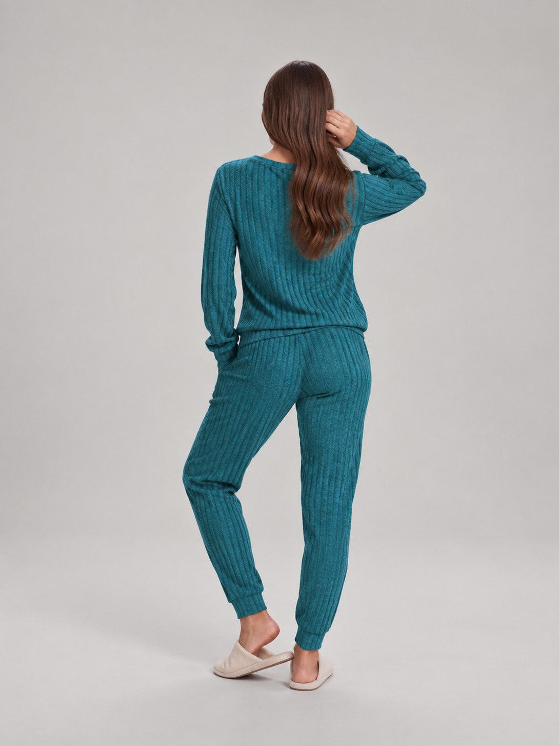 Ribbed Knit Long Sleeve Two Piece Set