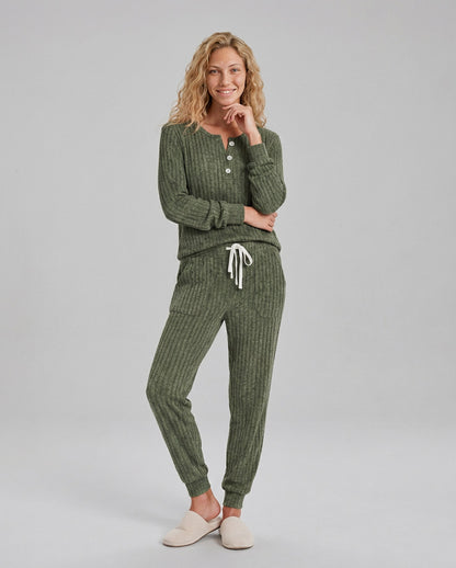 Ribbed Knit Long Sleeve Two Piece Set