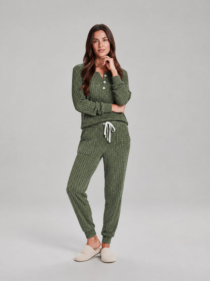Ribbed Knit Long Sleeve Two Piece Set