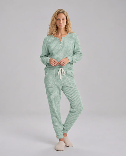 Ribbed Knit Long Sleeve Two Piece Set