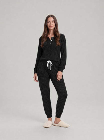 Ribbed Knit Long Sleeve Two Piece Set