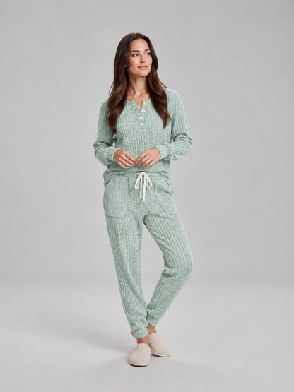 Ribbed Knit Long Sleeve Two Piece Set