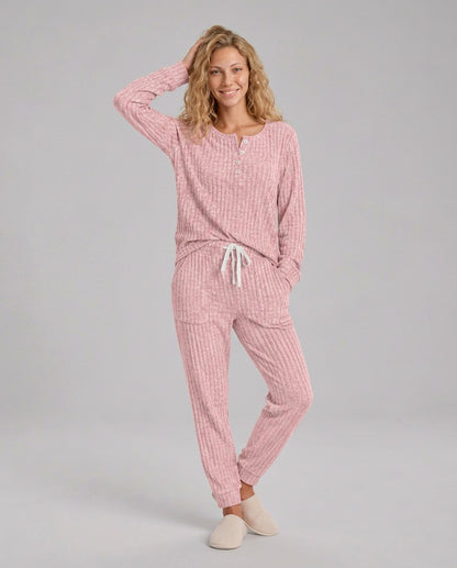 Ribbed Knit Long Sleeve Two Piece Set