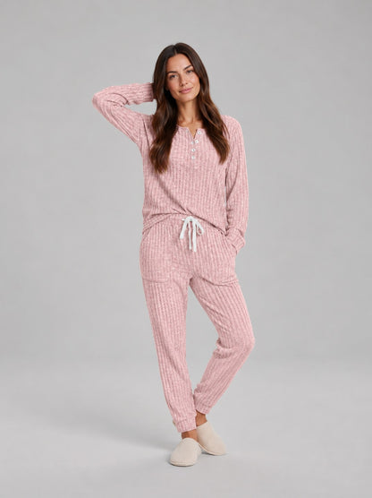 Ribbed Knit Long Sleeve Two Piece Set